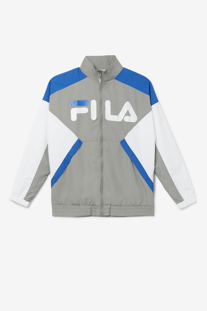 Fila Jacket Mens Grey/White/Blue - Oliviero Wind - Philippines 7495362-RL